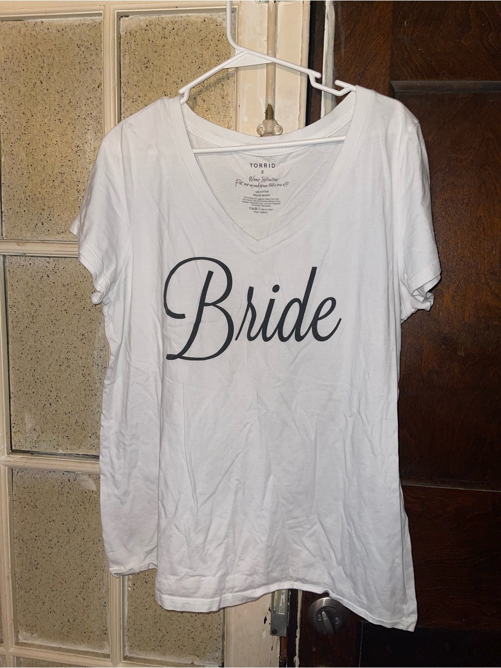 Torrid White 'Bride' V‑Neck Tee - Size 2